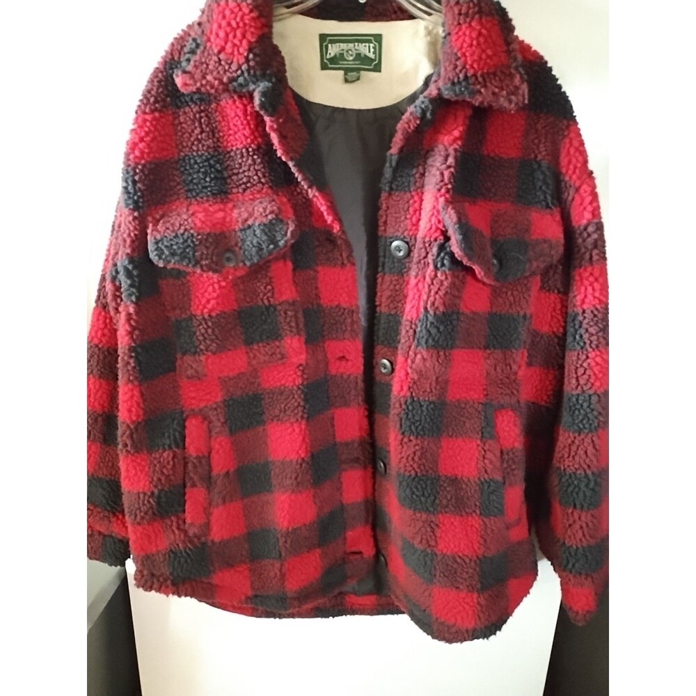American Eagle Outfitters Red & Black Plaid Jacket Quilted
